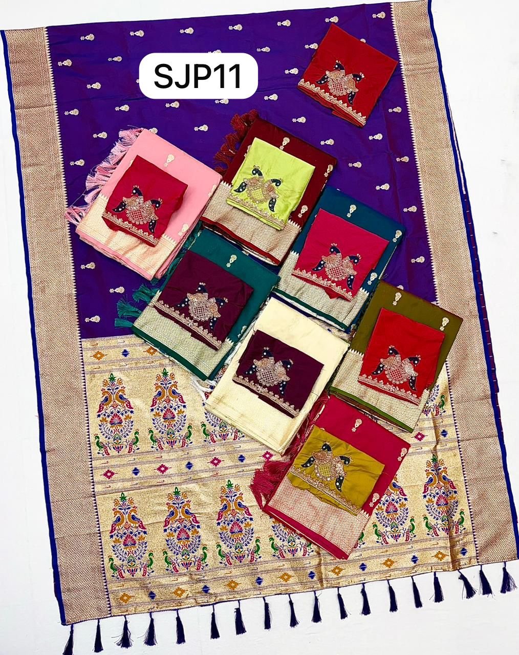 SJP11
New Jumkha Paithani With Beeds Work Heavy Blouse