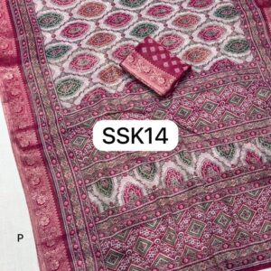 SSK14
Designer cotton ajrakh printed Sarees